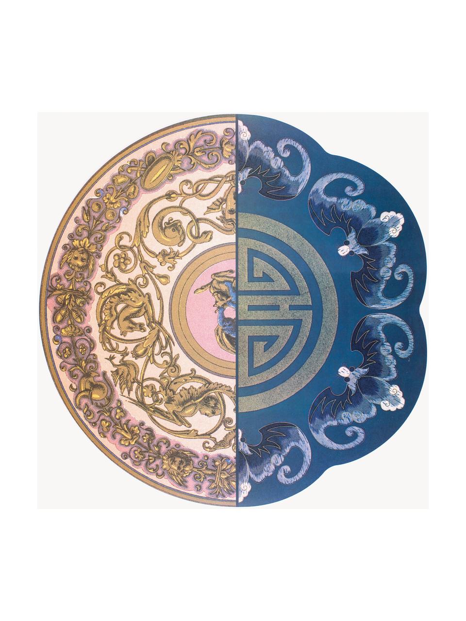 Prestieranie s abstraktným vzorom Hybrid, Plast, Tóny modrej a ružovej, Ø 37 cm