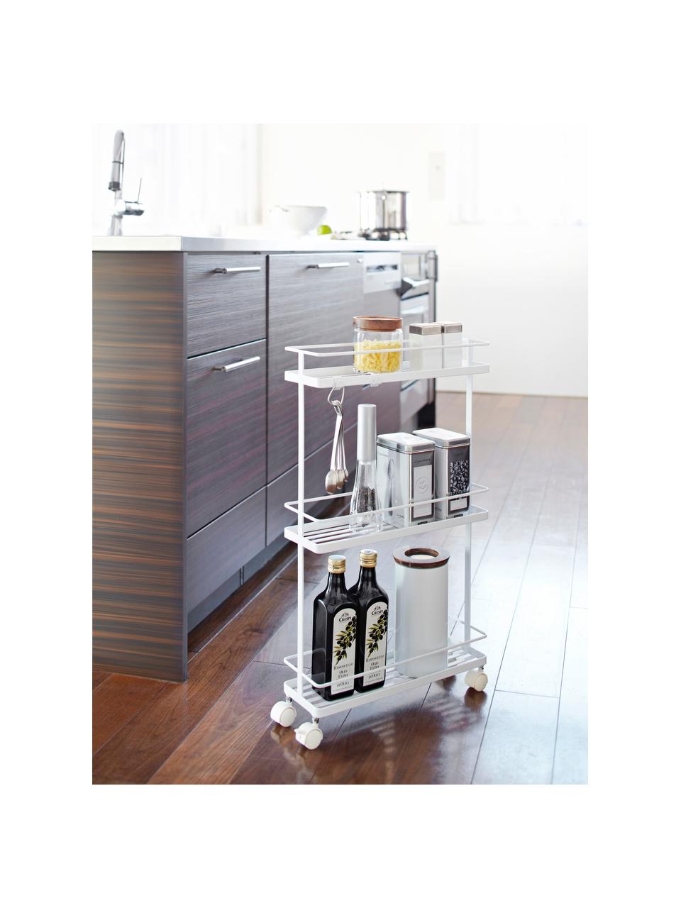 Carrito organizador con ruedas Tower, Acero recubierto, Blanco, An 38 x Al 66 cm