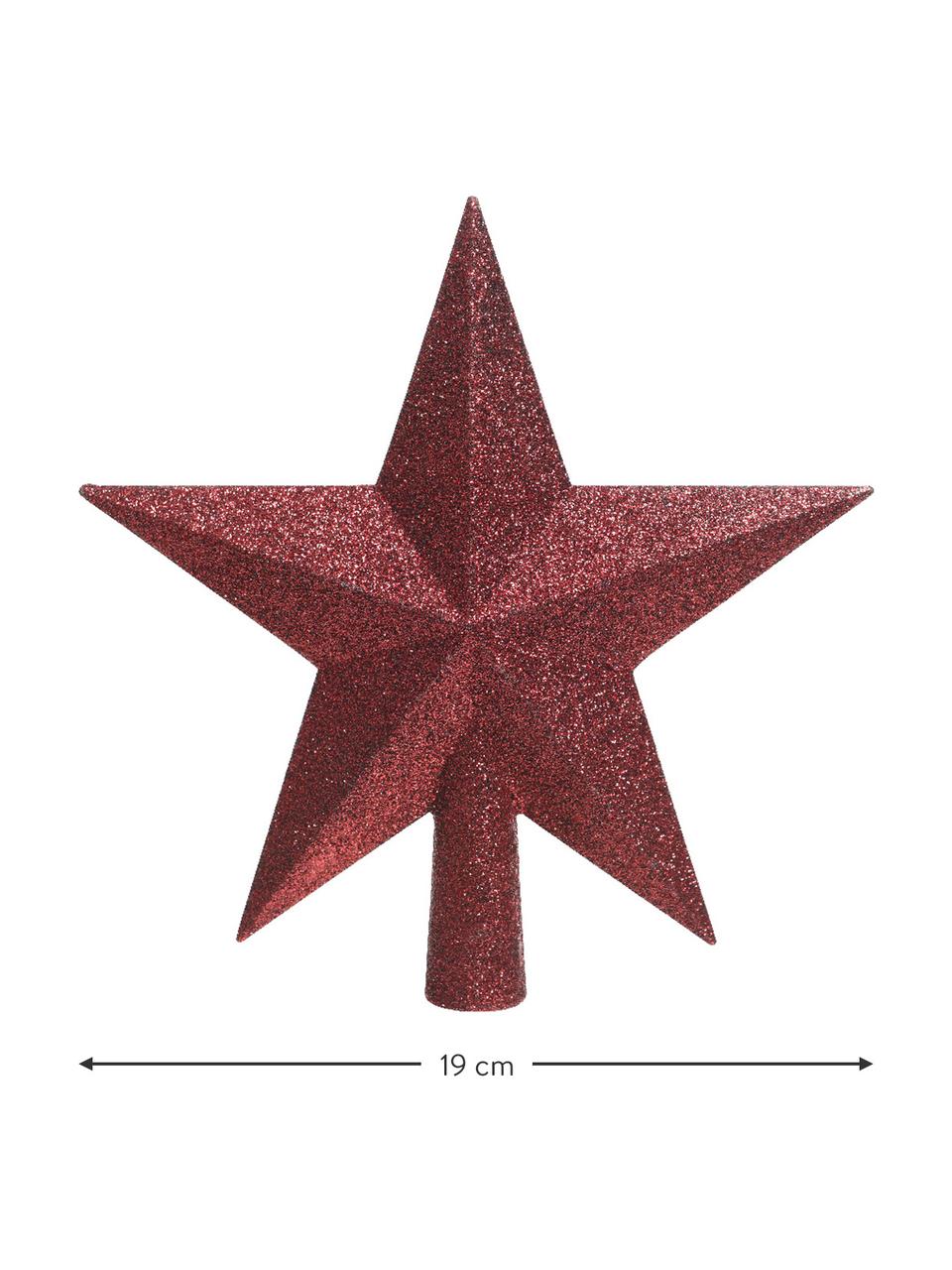 Onbreekbare Morning Star kerstboom topper, Ø 19 cm, Kunststof, glitter, Rood, B 19 x H 19 cm
