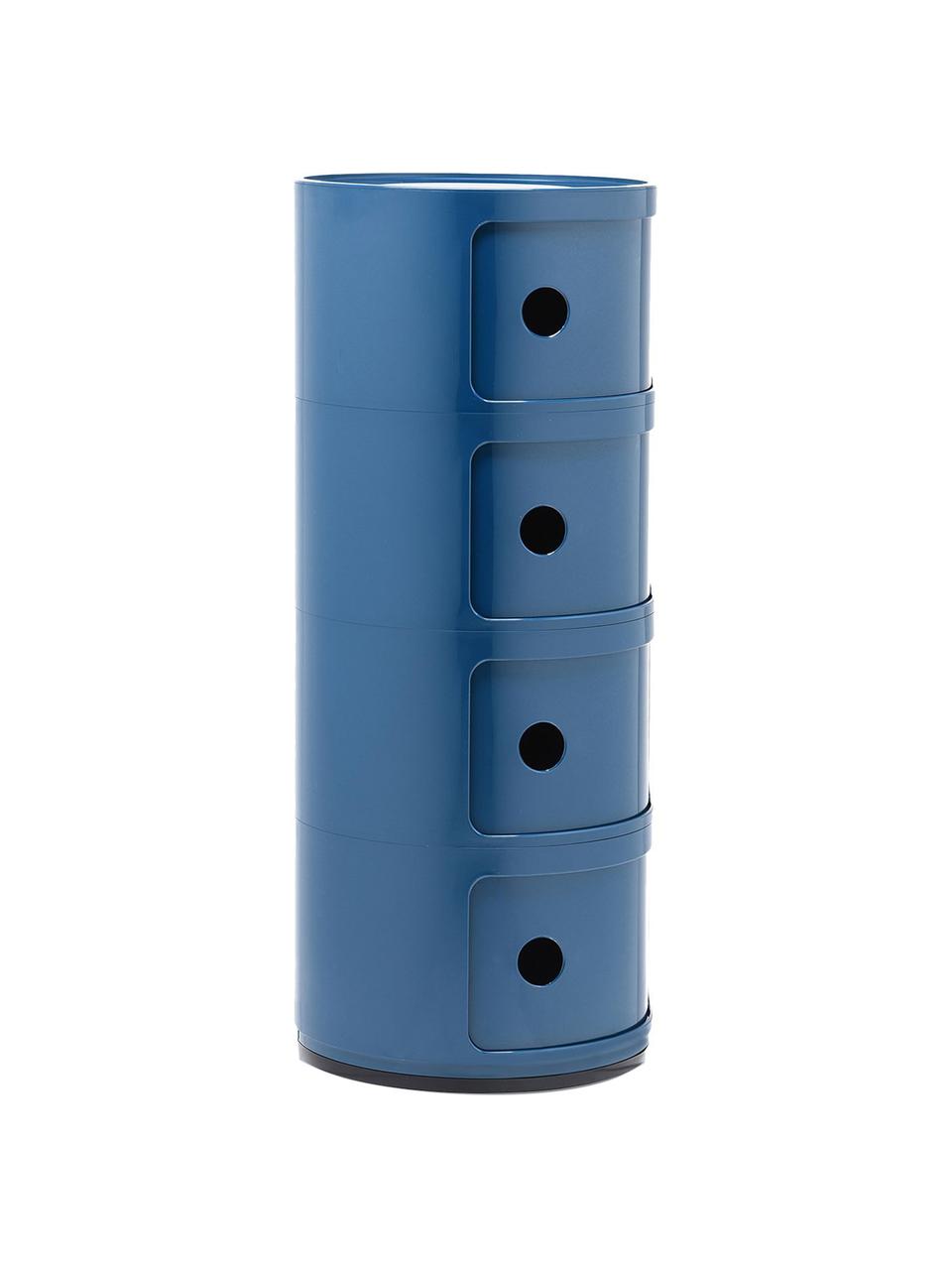 Design Container Componibili, 4 Elemente, Kunststoff, Greenguard-zertifiziert, Blau, glänzend, Ø 32 x H 77 cm