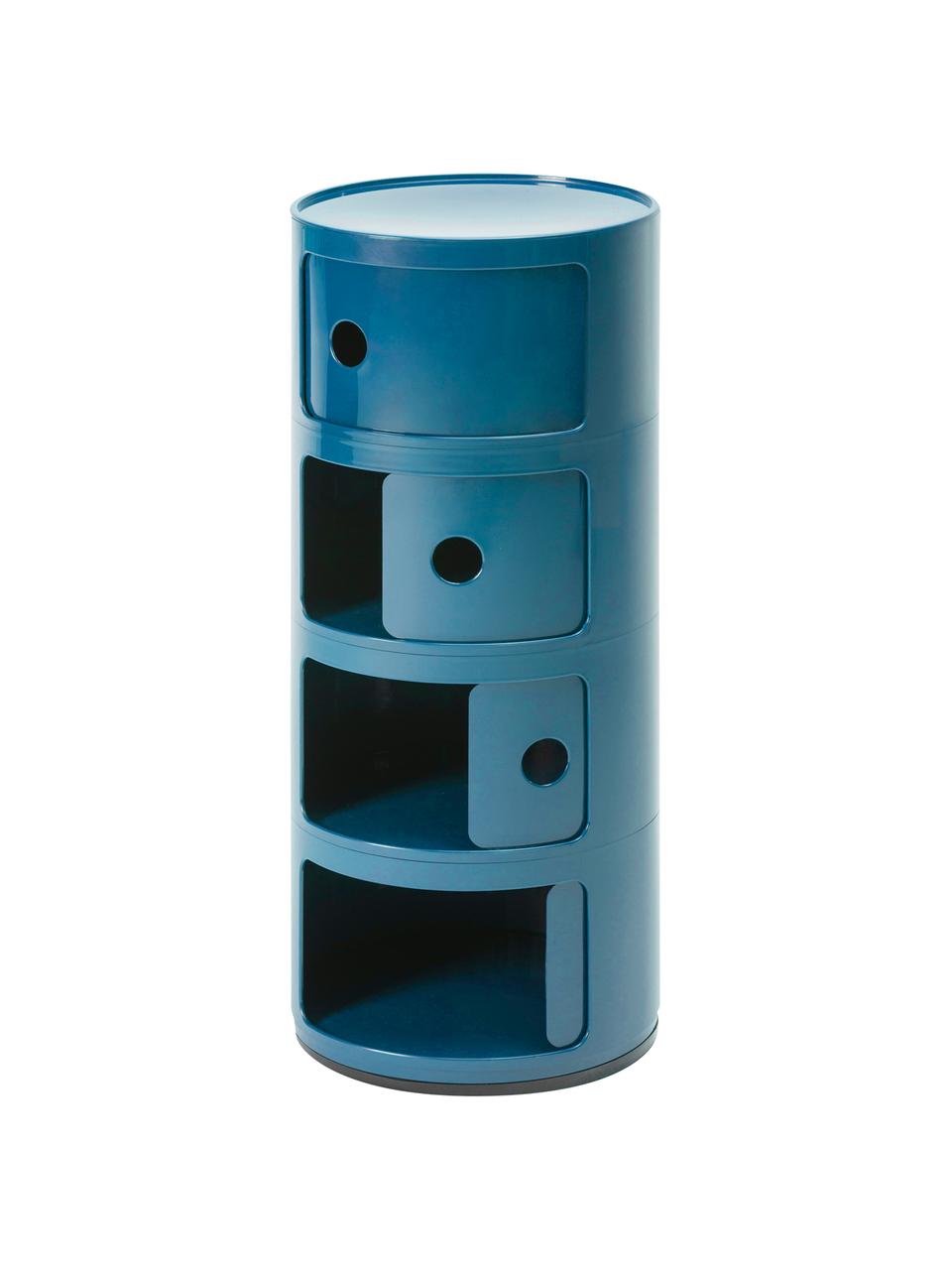 Table d'appoint design 4 compartiments, bleu Componibili, Plastique, certifié Greenguard, Bleu, Ø 32 x haut. 77 cm