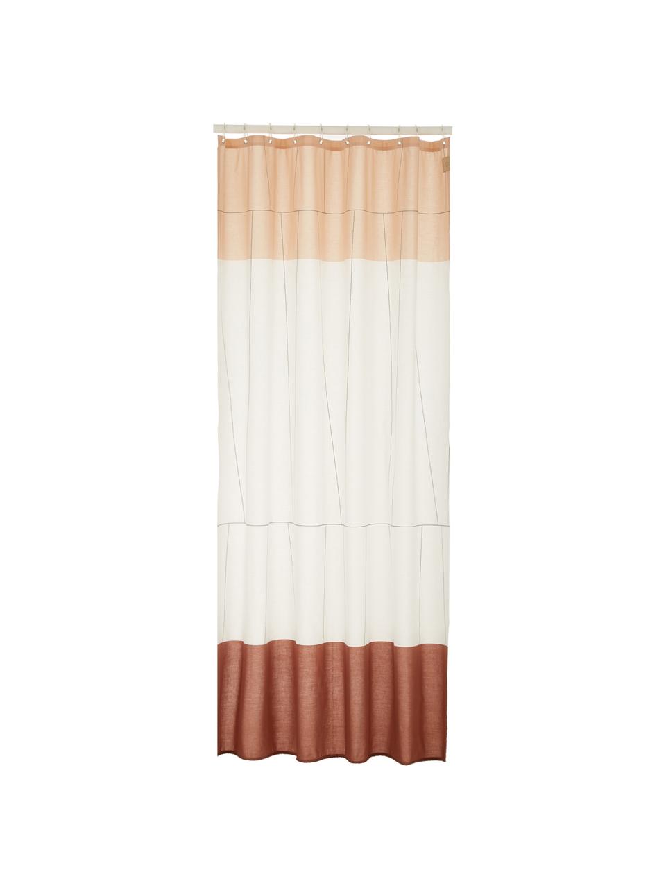 Wąska zasłona prysznicowa z mieszanki bawełny Verdi, Czerwony, biały, S 150 x D 200 cm