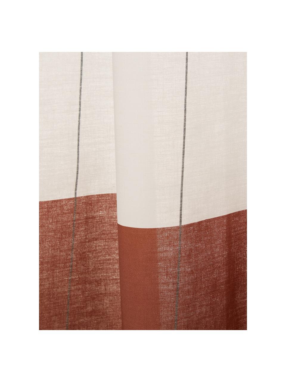 Schmaler Duschvorhang Verdi aus Baumwoll-Mix, Rottöne, Weiß, 150 x 200 cm