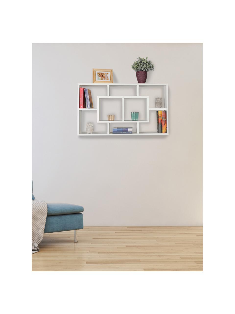 Libreria moderna in bianco opaco Alex, Pannello di fibra a media densità (MDF), impiallacciato, rivestito in melamina, Bianco, Larg. 85 x Alt. 48 cm