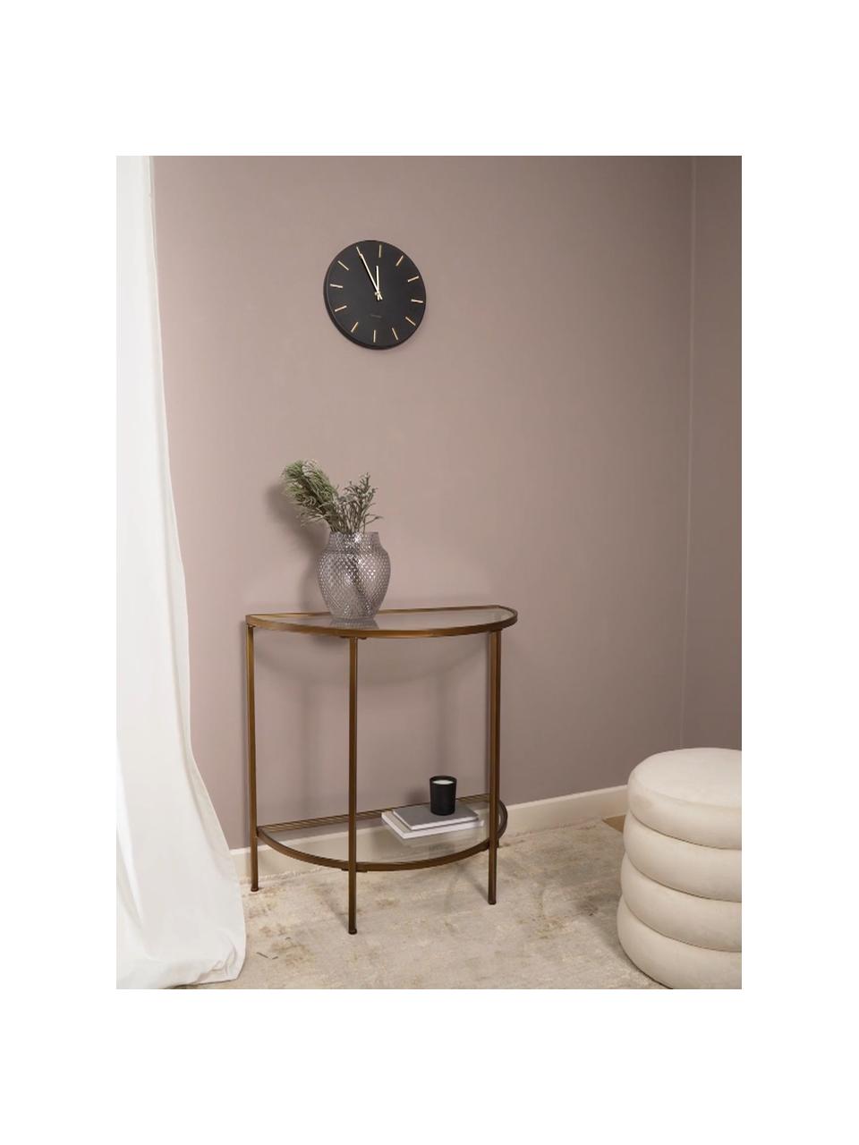 Console semi-circulaire en verre finition antiquaire Goddess, Couleur laitonnée, larg. 76 x haut. 75 cm