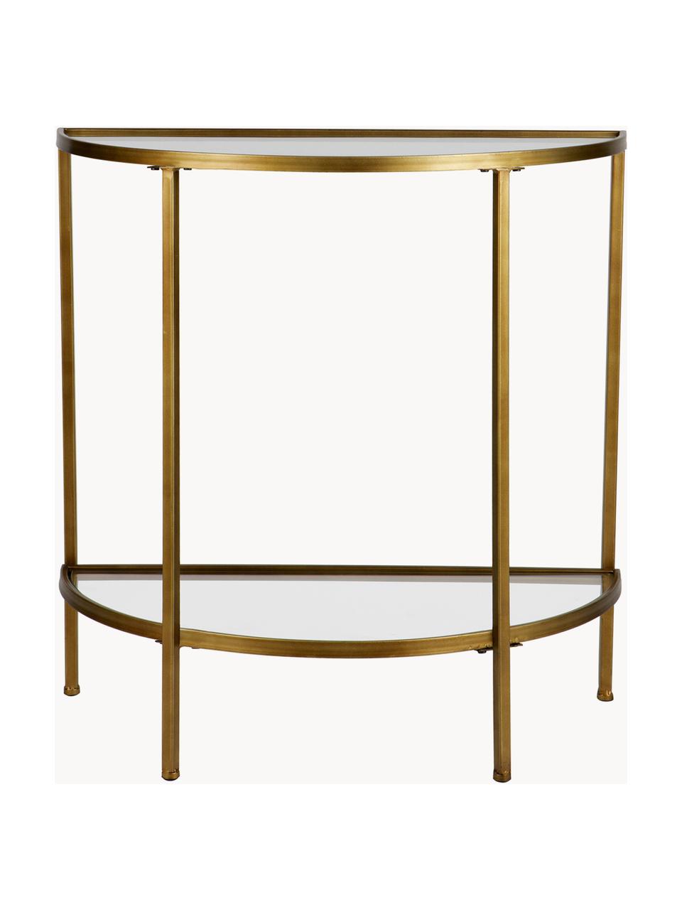 Polkruhový sklenený konzolový stolík Goddess, Odtiene zlatej, Š 76 x V 75 cm