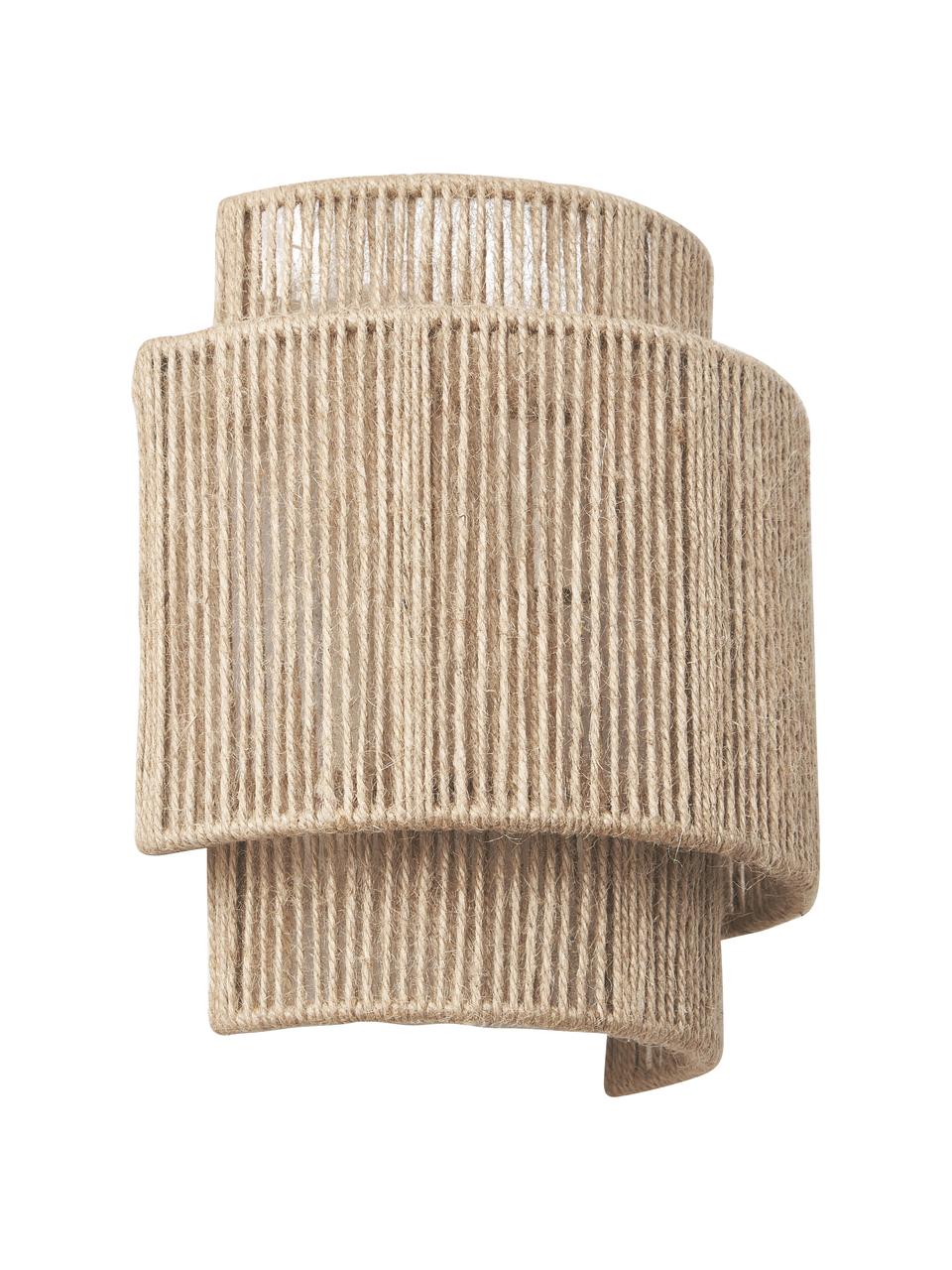 Lampada da parete in juta Cecilia, Paralume: juta, metallo, Marrone chiaro, Larg. 23 x Alt. 25 cm