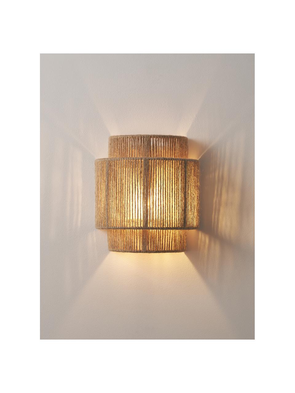 Wandlamp Cecillia van jute, Lampenkap: jute, metaal, Lichtbruin, B 23 x H 25 cm