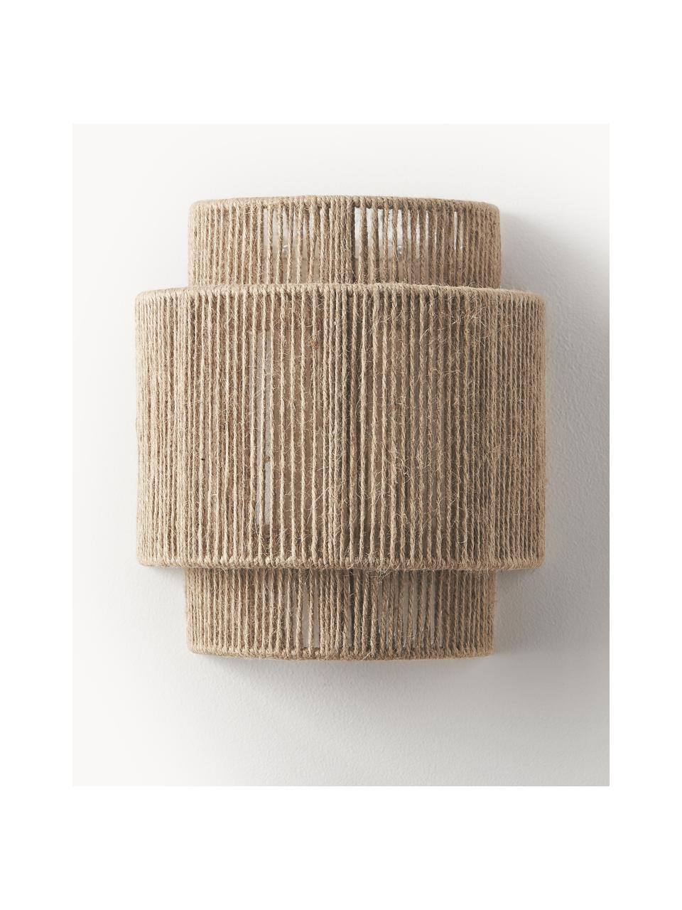 Wandlamp Cecillia van jute, Lampenkap: jute, metaal, Lichtbruin, B 23 x H 25 cm