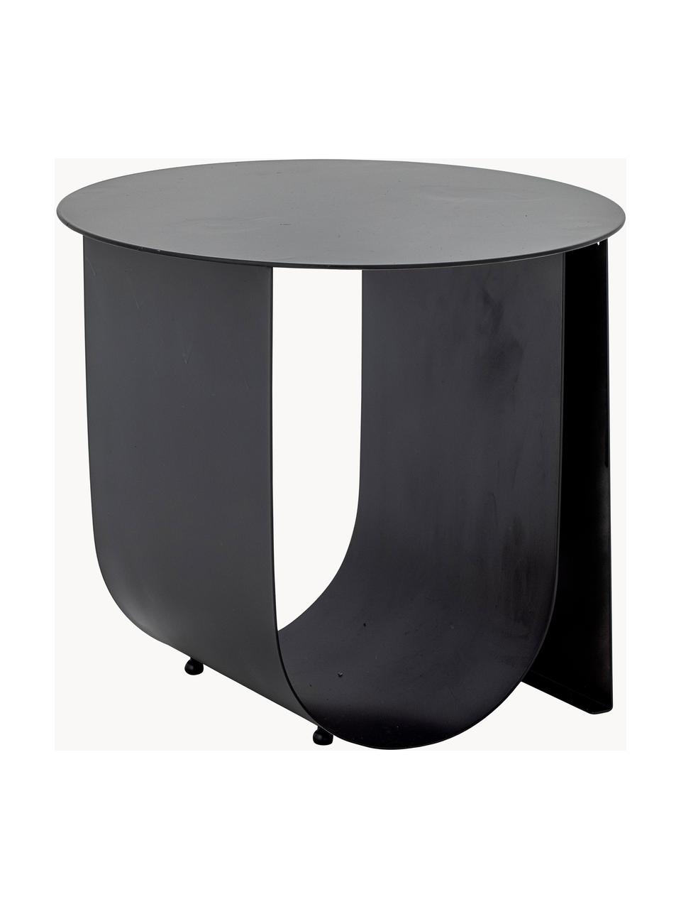 Mesa auxiliar redonda de metal Cher, Acero recubierto, Negro, Ø 43 x Al 38 cm