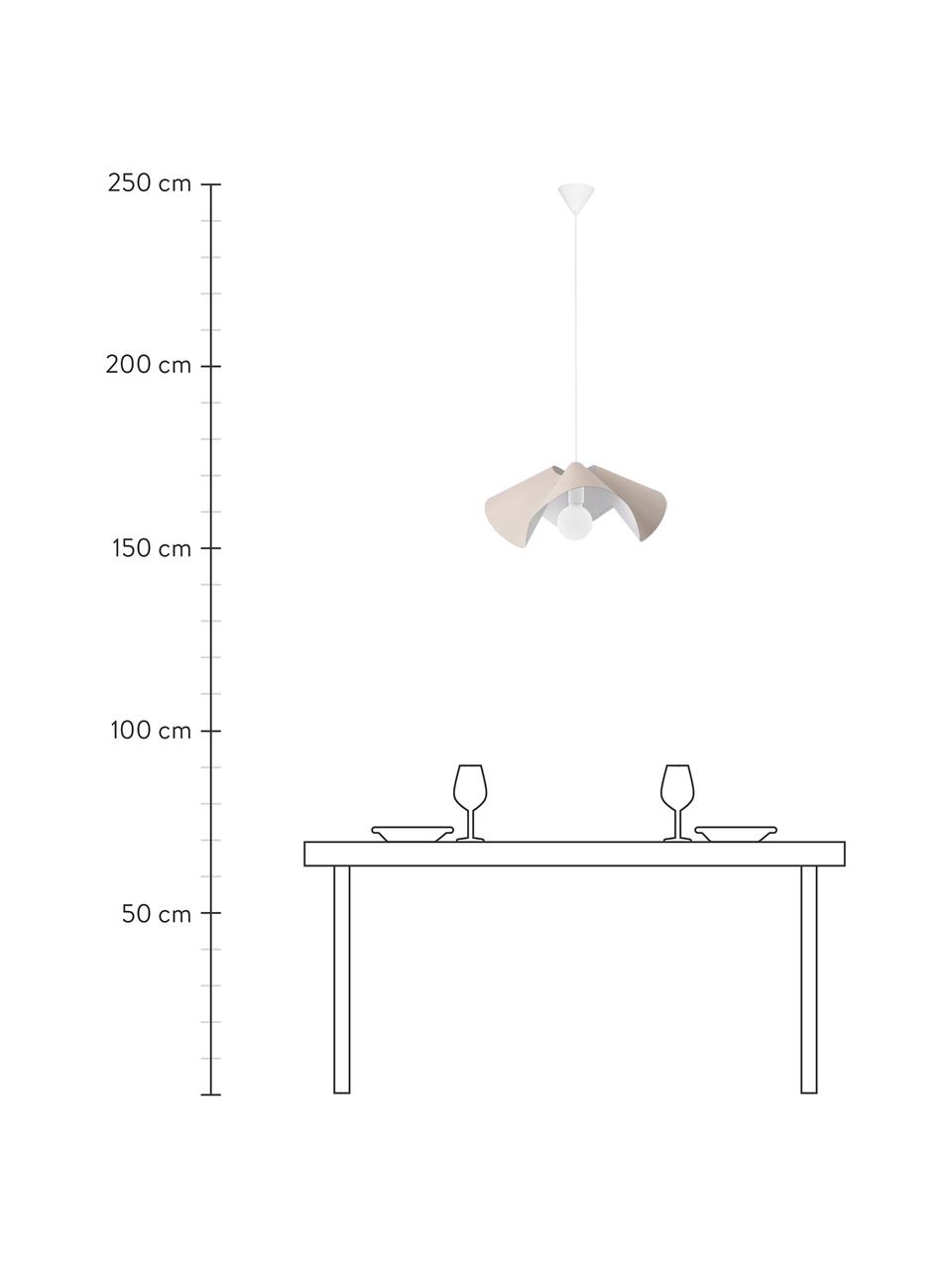 Design hanglamp Volang in beige, Lampenkap: gecoat metaal, Baldakijn: gecoat metaal, Beige, Ø 50 x H 21 cm