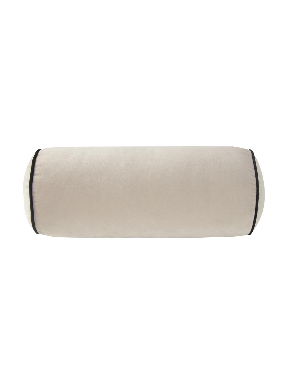 Fluwelen bolster Monet, met vulling, Beige, Ø 18 cm, L 45 cm