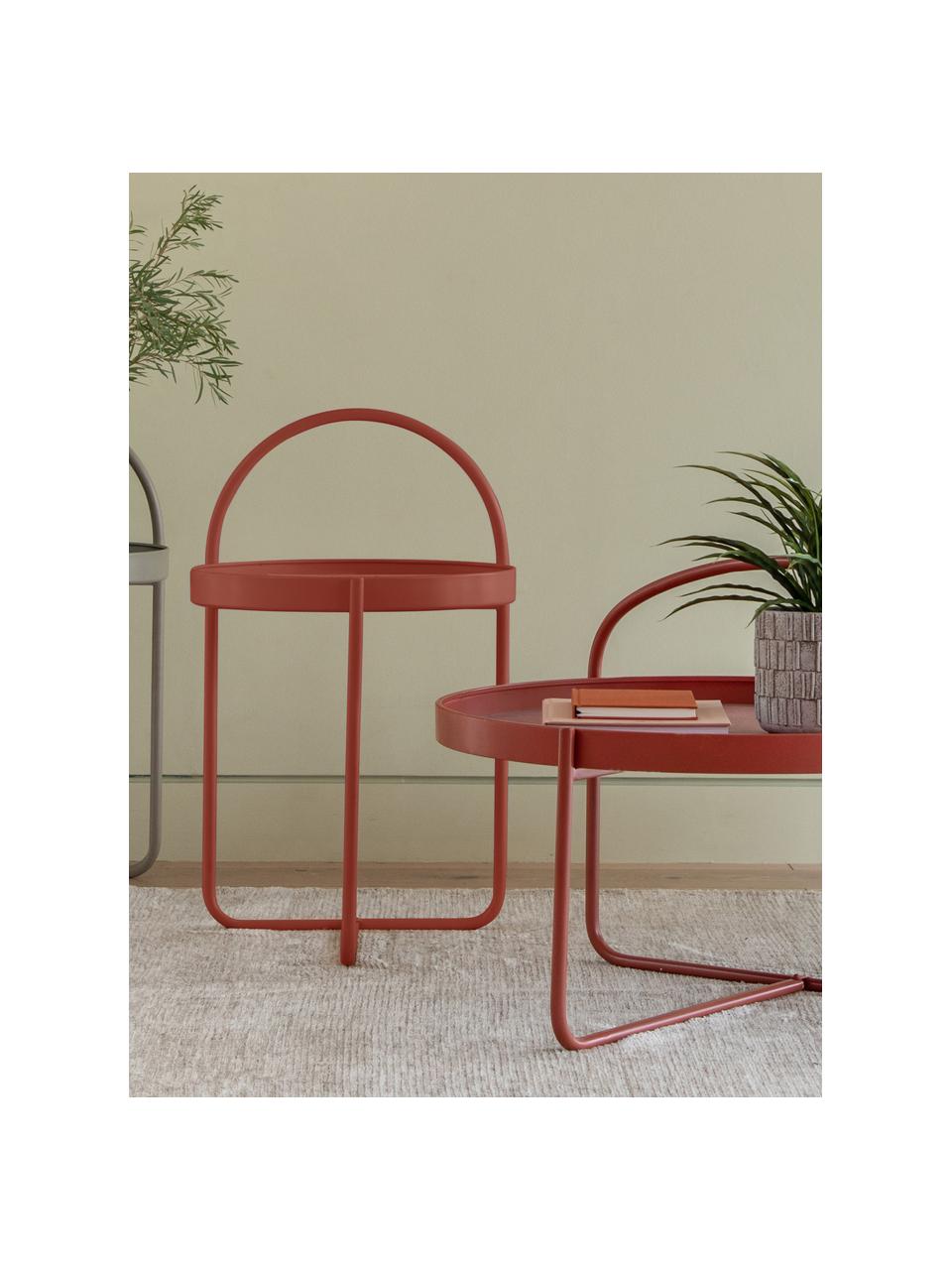 Stolik pomocniczy-taca z metalu Melbury, Stal malowana proszkowo, Czerwony, Ø 40 x W 66 cm