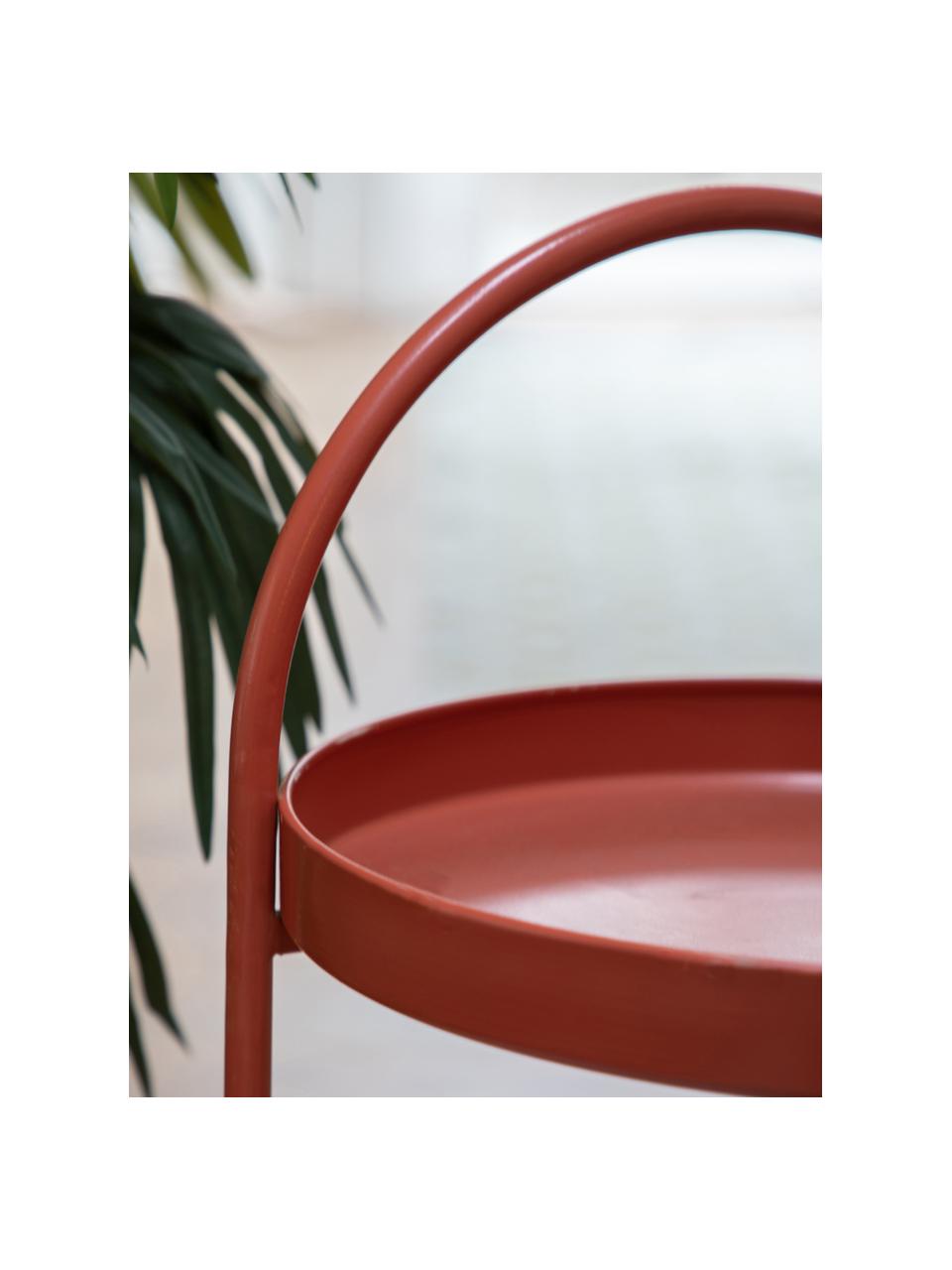 Mesa auxiliar con bandeja extraíble de metal Melbury, Acero con pintura en polvo, Rojo vino, Ø 40 x Al 66 cm