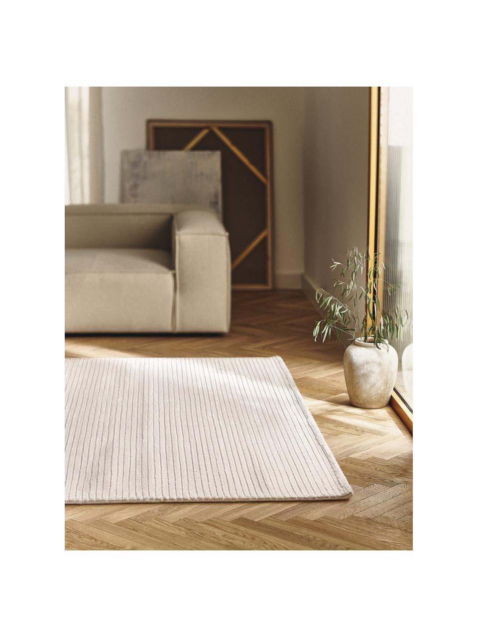 Ręcznie tkany dywan z długim włosiem z wypukłą strukturą Wes, 100% poliester z certyfikatem GRS, Kremowobiały, S 80 x D 150 cm (Rozmiar XS)