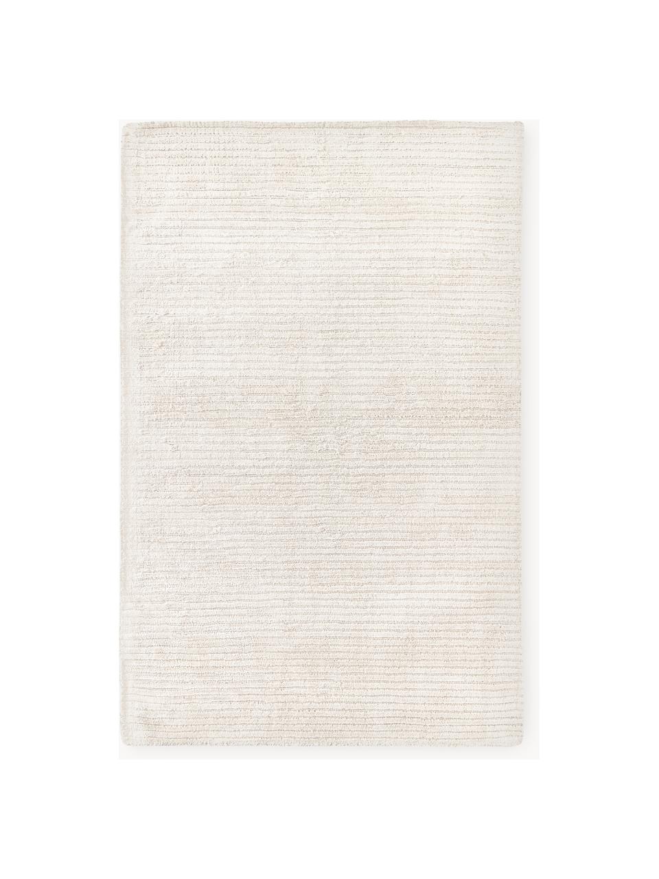 Nadýchaný koberec s vysokým vlasem a strukturovaným povrchem Wes, ručně tkaný, 100 % polyester, certifikace GRS, Krémově bílá, Š 80 cm, D 150 cm (velikost XS)