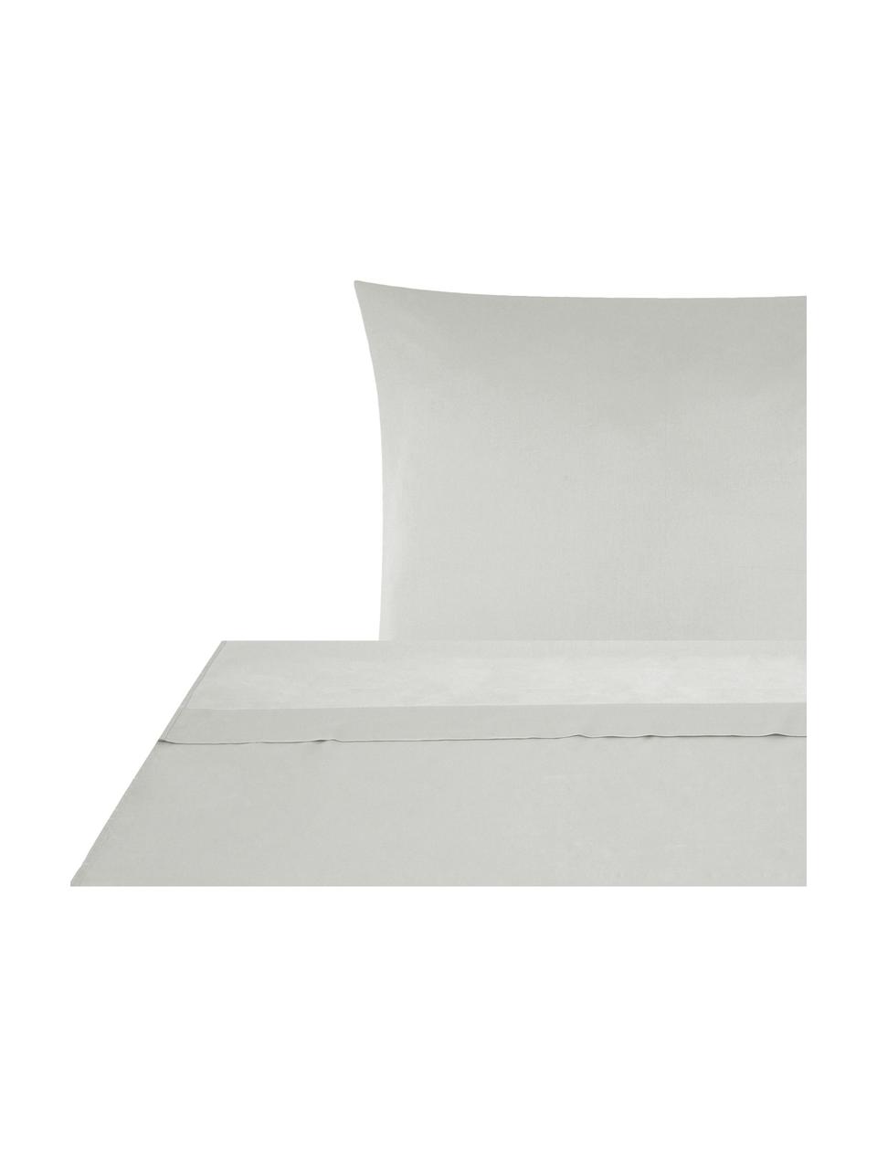 Set lenzuola in raso di cotone grigio chiaro Comfort, Tessuto: raso Densità del filo 250, Grigio chiaro, 240 x 300 cm + 2 federe 50 x 80 cm