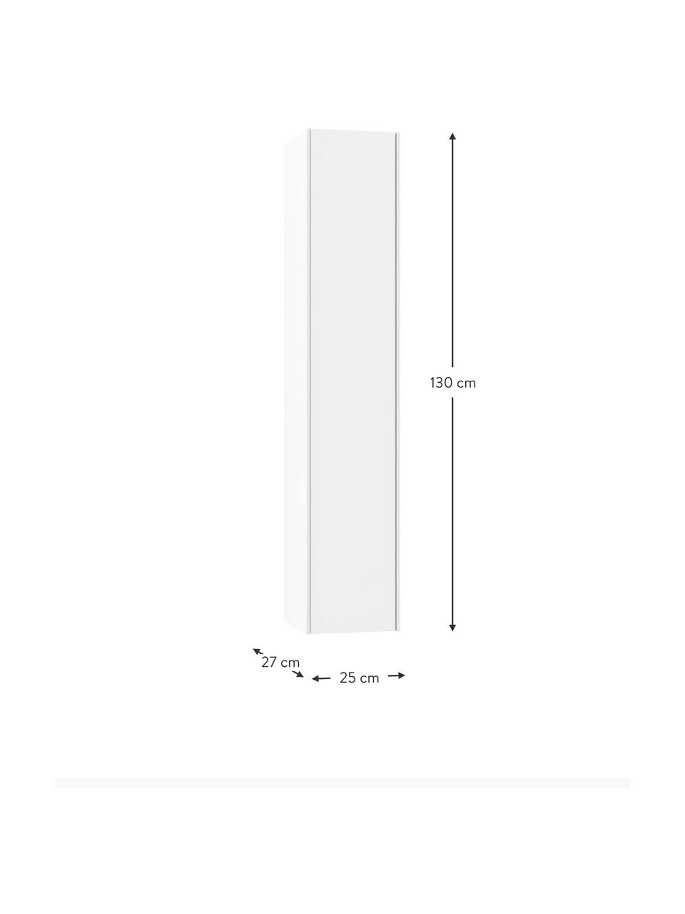 Mueble de baño alto Ago, 25 cm, Estantes: vidrio, aglomerado con lá, Blanco, An 25 x Al 130 cm