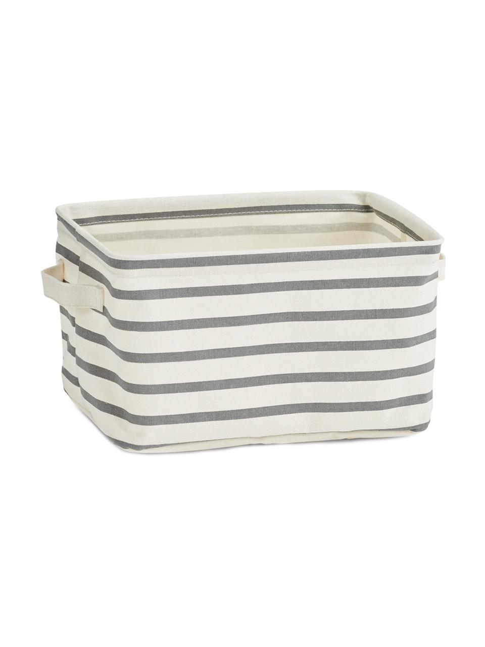 Cesta Stripes, Tejido canvas, Gris, blanco crema, An 28 x Al 16 cm