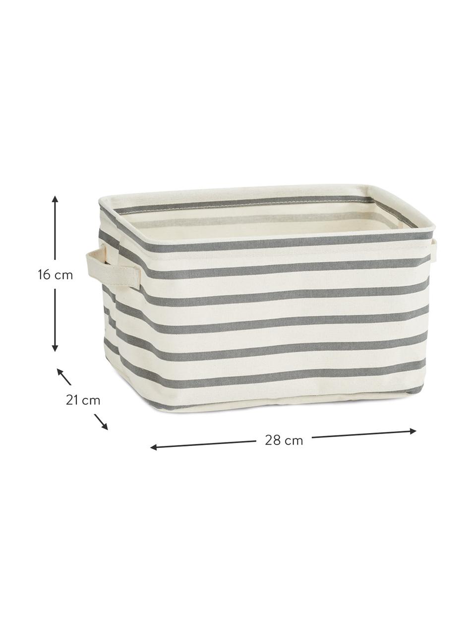 Opbergmand Stripes, Canvas, Grijs, crèmewit, B 28 cm x H 16 cm