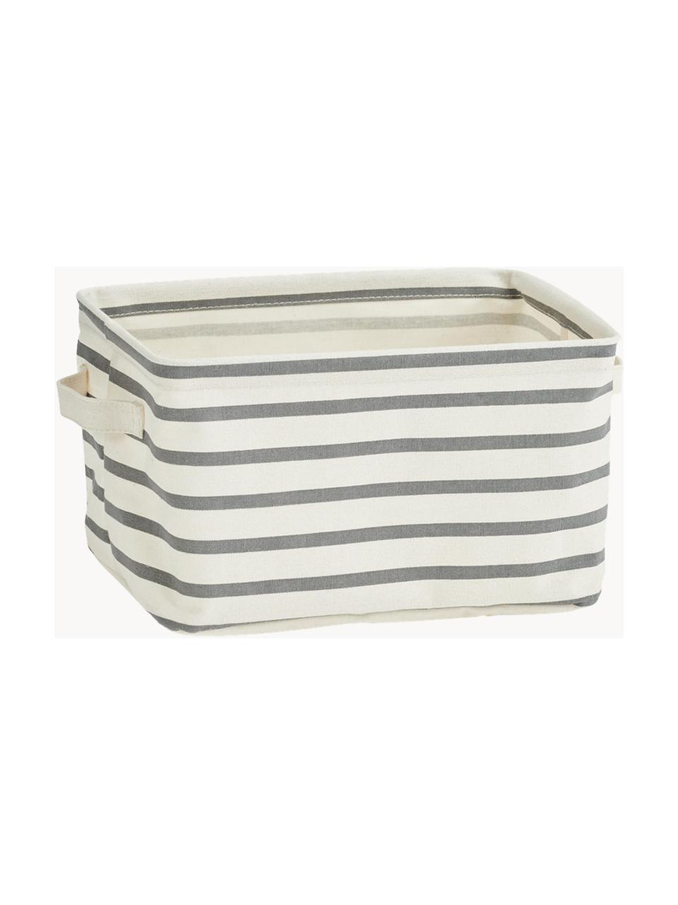 Skladovací koš Stripes, Plátno, Tlumeně bílá, šedá, Š 28 cm, H 21 cm