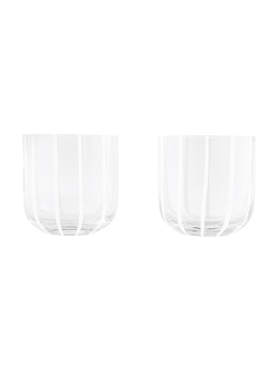 Ručně foukané sklenice Mizu, 2 ks, Sklo, Transparentní, bílá, Ø 8 cm, V 8 cm, 320 ml