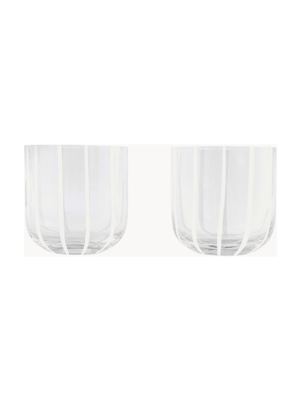 Vasos soplada artesanalmente Mizu, 2 uds, Vidrio, Transparente, blanco, Ø 8 x Al 8 cm, 320 ml