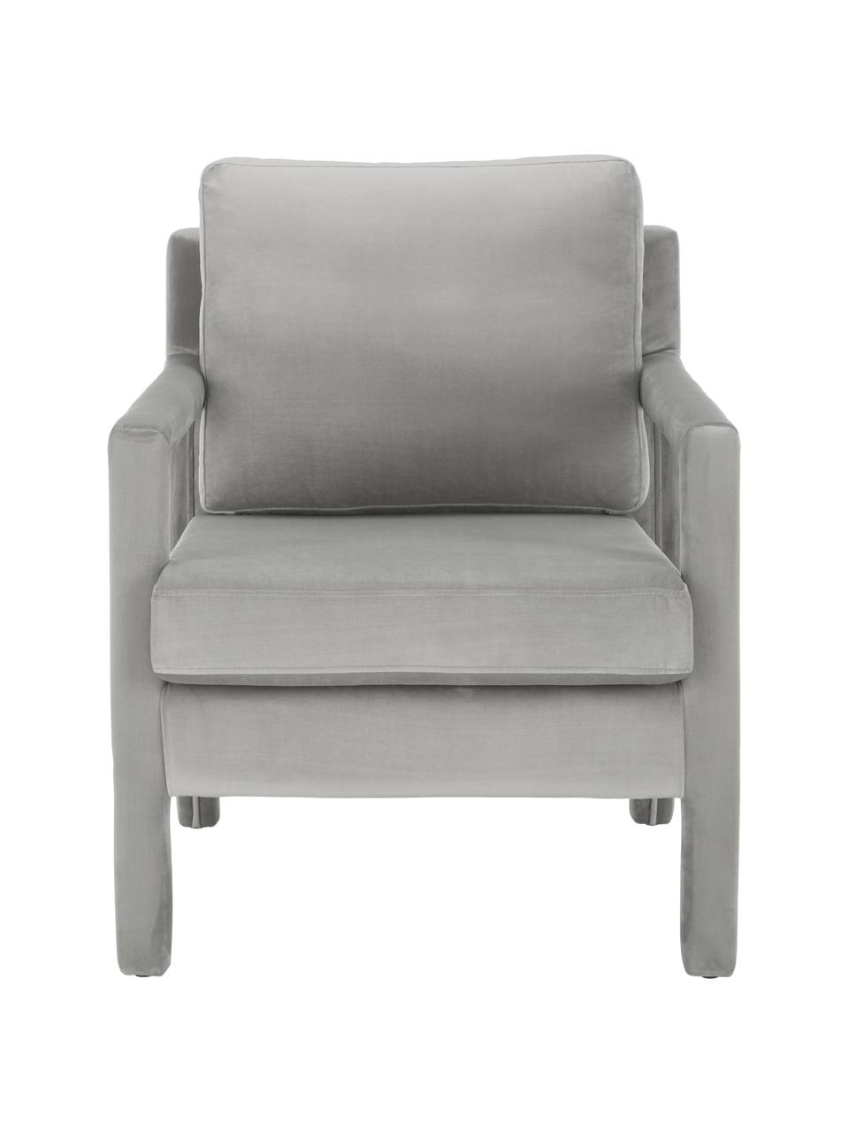 Fluwelen fauteuil Claudette in grijs, Bekleding: fluweel (100% polyester), Frame: massief grenenhout, multi, Grijs, 65 x 75 cm