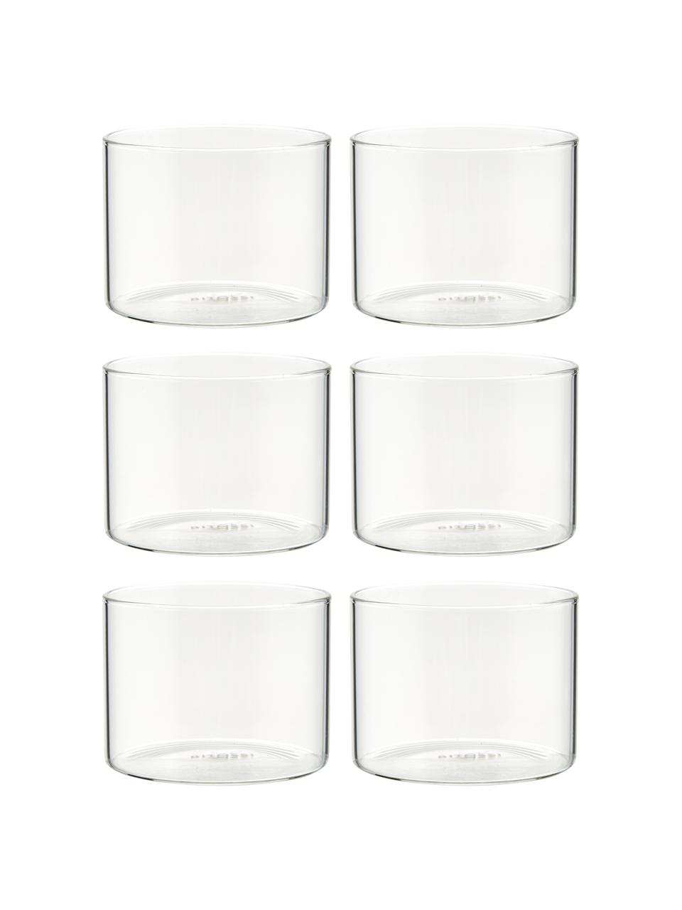 Waterglazen Boro van borosilicaatglas, 6 stuks, Borosilicaatglas, Transparant, Ø 8 x H 6 cm, 200 ml