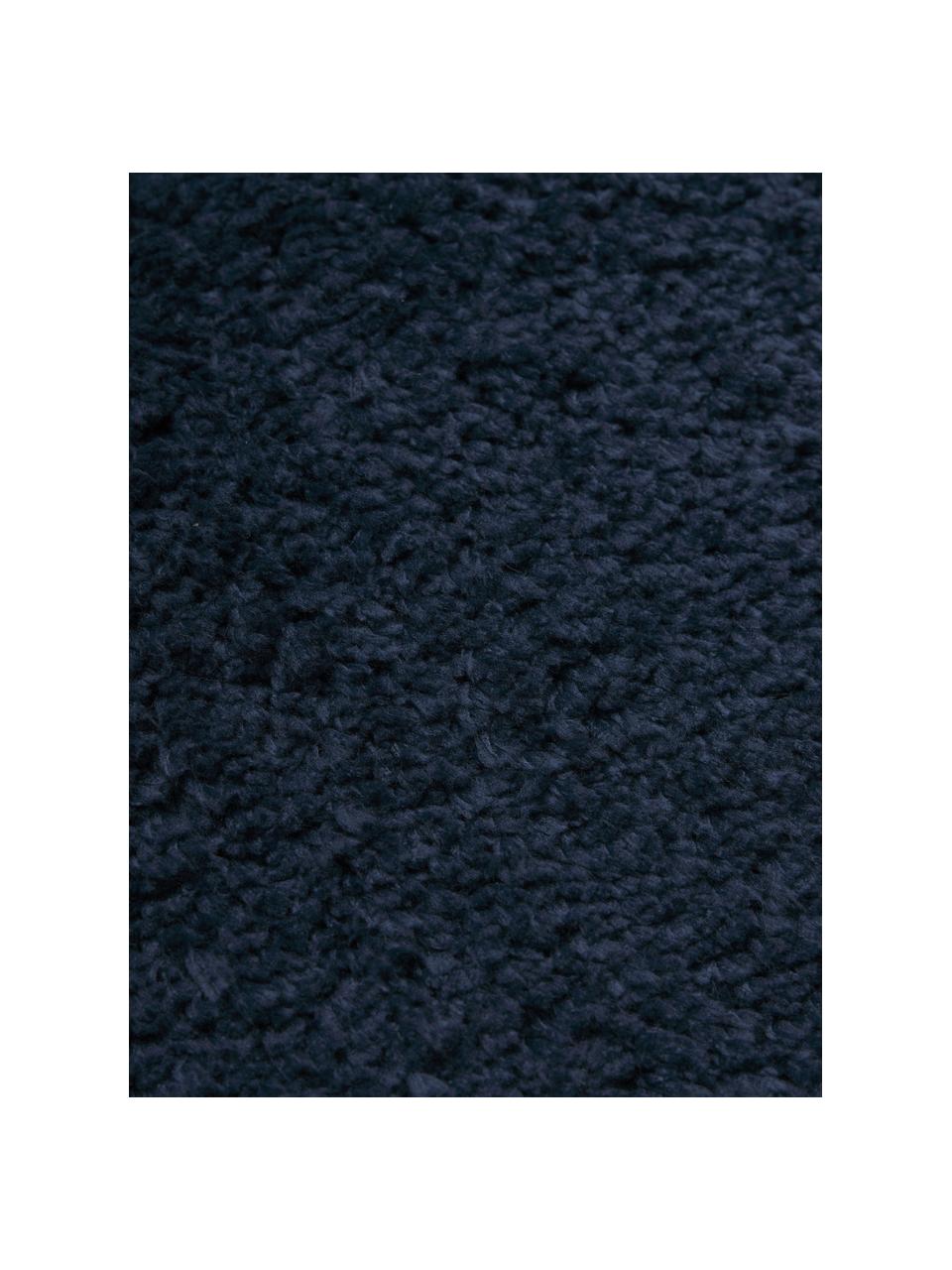 Alfombra de pelo largo Leighton, Parte superior: microfibra (100% poliéste, Reverso: 70% poliéster, 30% algodó, Azul oscuro, An 80 x L 150 cm (Tamaño XS)