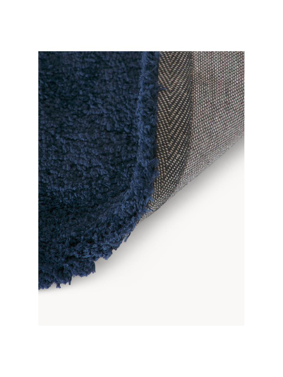 Tappeto soffice a pelo lungo Leighton, Retro: 70% poliestere, 30% coton, Blu scuro, Larg. 160 x Lung. 230 cm  (taglia M)