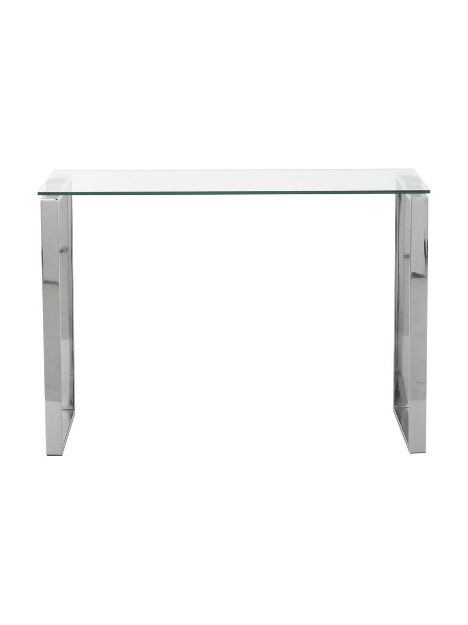 Console en verre Katrine, Couleur chrome, transparent, Larg. 110 x haut. 76 cm