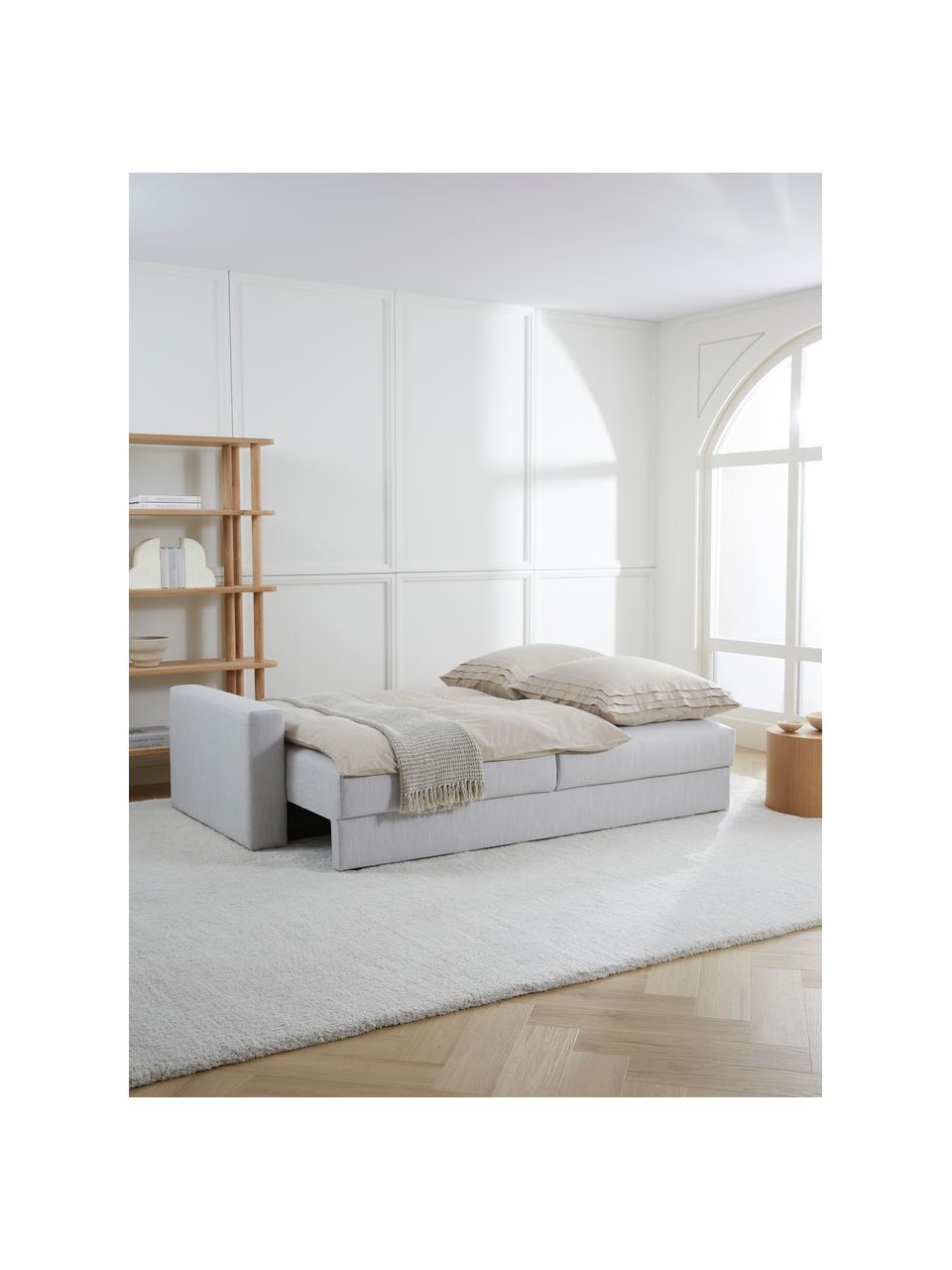 Sofá cama Tasha (3 plazas), con espacio de almacenamiento, Tapizado: 100% poliéster Alta resis, Patas: madera de pino maciza, ma, Patas: plástico, Tejido gris, An 235 x F 100 cm