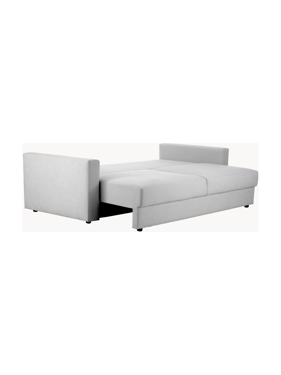 Divano letto 3 posti con contenitore Tasha, Rivestimento: 100% poliestere Il rivest, Struttura: legno di pino massiccio, , Piedini: plastica Questo prodotto , Tessuto grigio chiaro, Larg. 235 x Prof. 100 cm