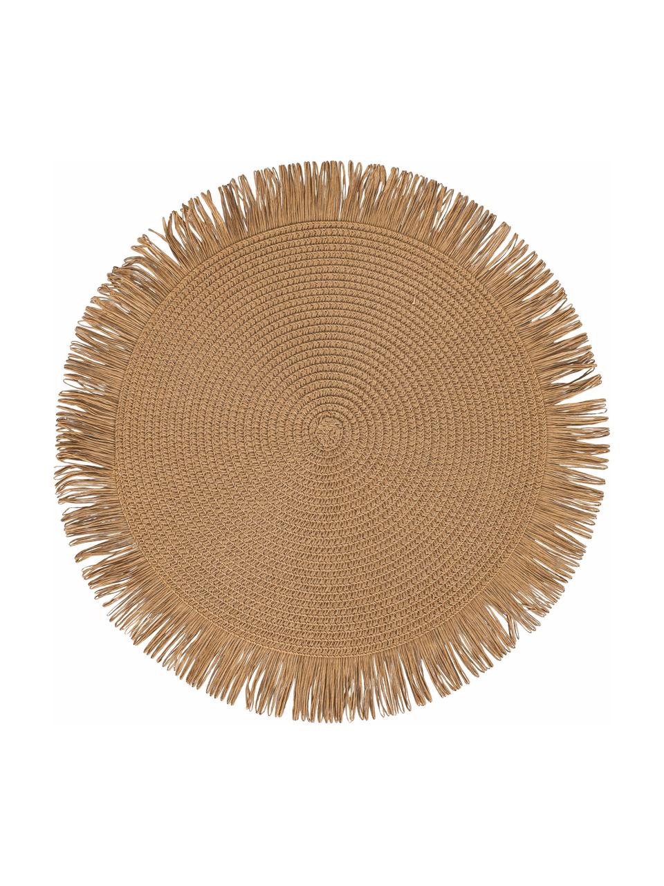 Set de table rond en fibre de papier Chocolate, 4 élém., Fibres de papier, Blanc, blanc crème, brun, beige, Ø 38 cm