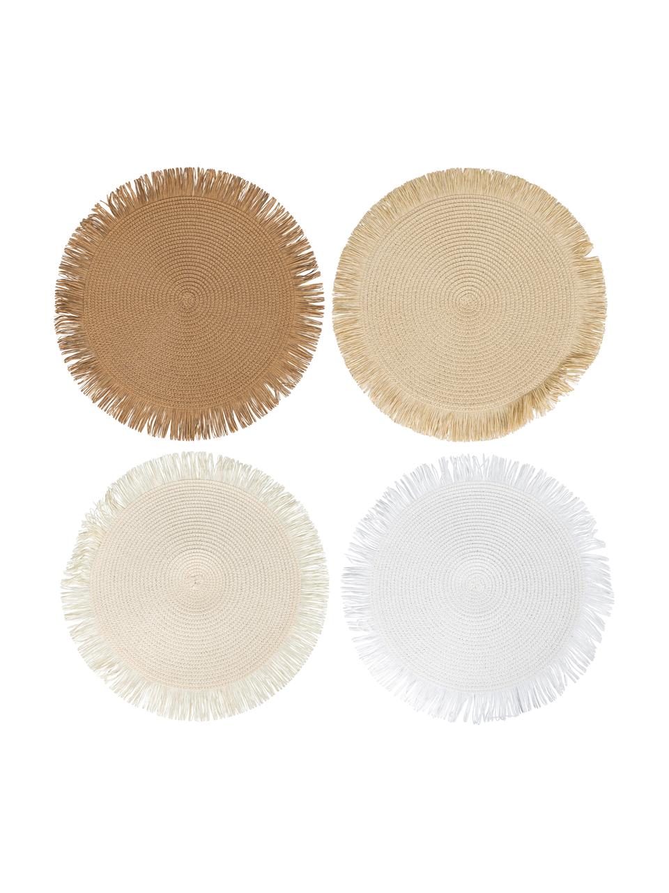 Ronde placemat Chocolate uit papiervezels, 4-delig, Papiervezels, Wit, crèmewit, bruin, beige, Ø 38 cm