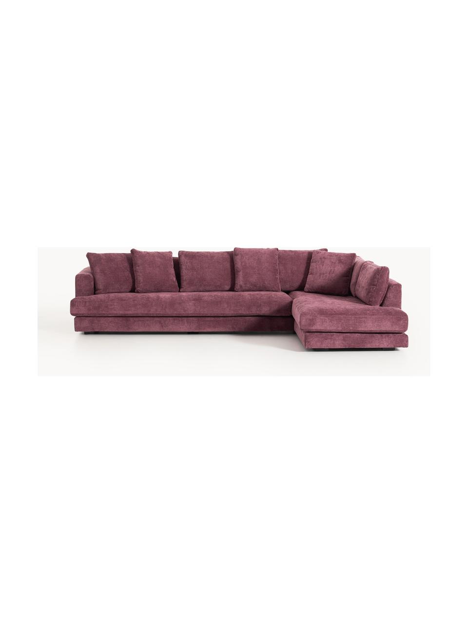 Sofa narożna XL Tribeca, Tapicerka: 100% poliester Dzięki tka, Stelaż: drewno bukowe, drewno sos, Nogi: drewno sosnowe Ten produk, Ciemnofioletowa tkanina, S 326 x G 192 cm, prawostronna