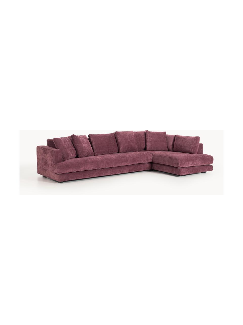 Sofa narożna XL Tribeca, Tapicerka: 100% poliester Dzięki tka, Stelaż: drewno bukowe, drewno sos, Nogi: drewno sosnowe Ten produk, Ciemnofioletowa tkanina, S 326 x G 192 cm, prawostronna