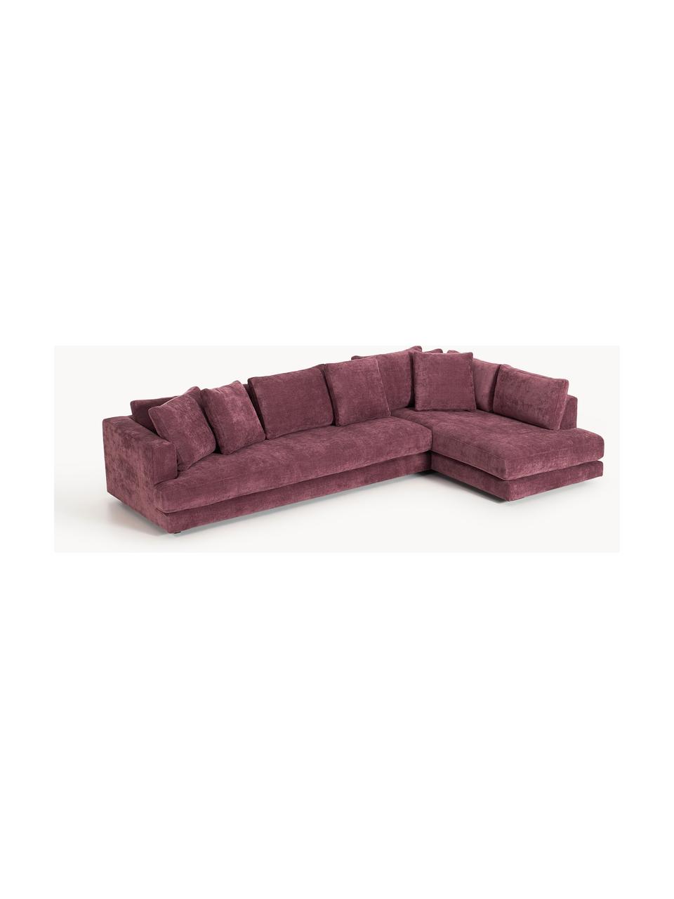 Sofa narożna XL Tribeca, Tapicerka: 100% poliester Dzięki tka, Stelaż: drewno bukowe, drewno sos, Nogi: drewno sosnowe Ten produk, Ciemnofioletowa tkanina, S 326 x G 192 cm, prawostronna