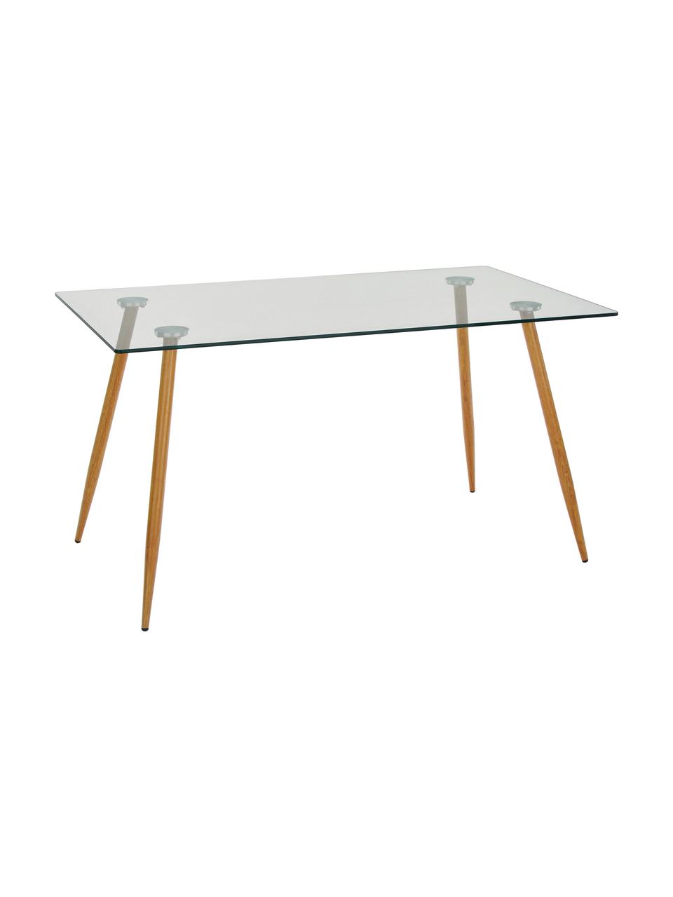 Table avec plateau en verre Wilma, 140 x 80 cm, Transparent