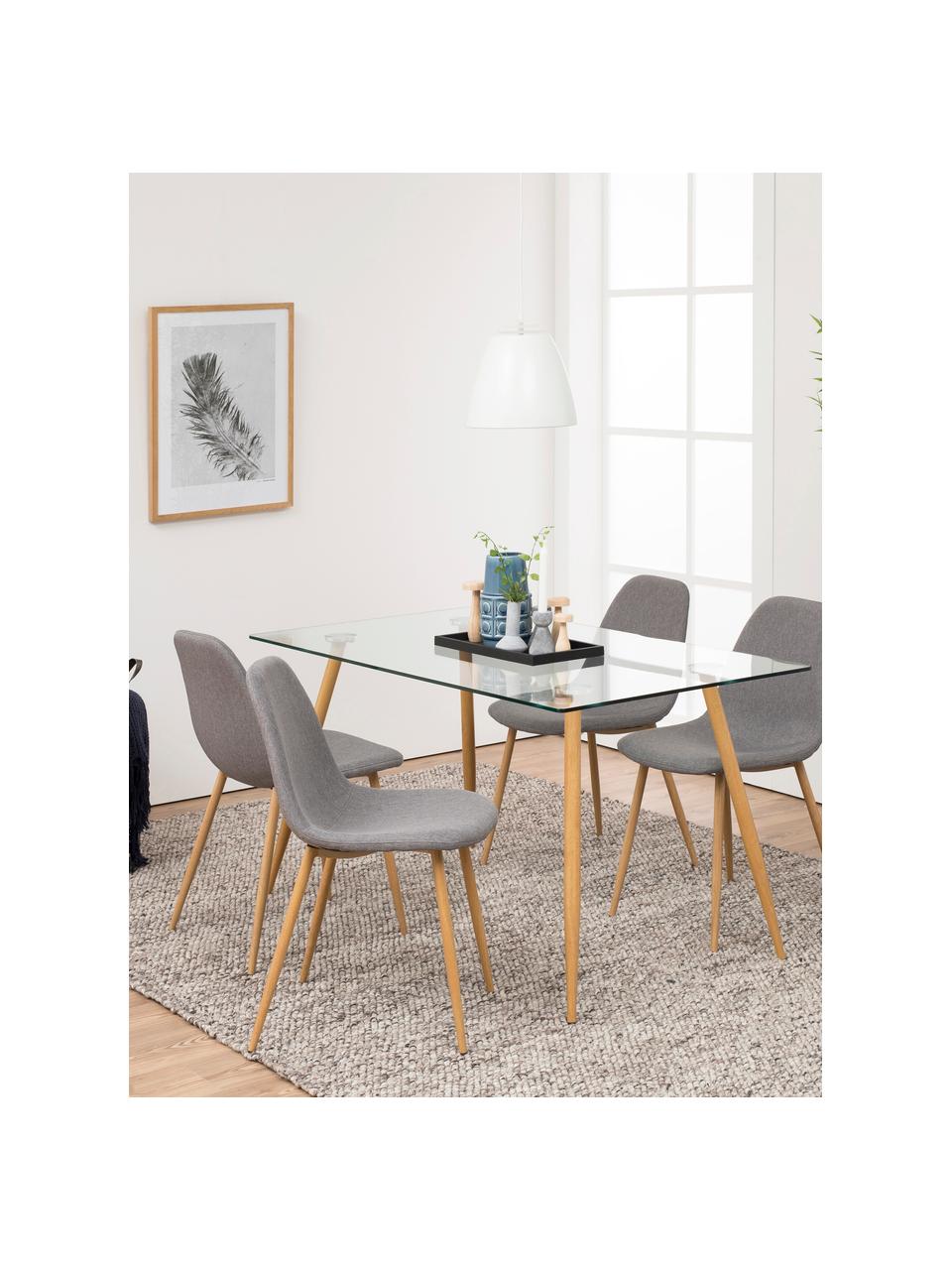 Table avec plateau en verre Wilma, 140 x 80 cm, Transparent