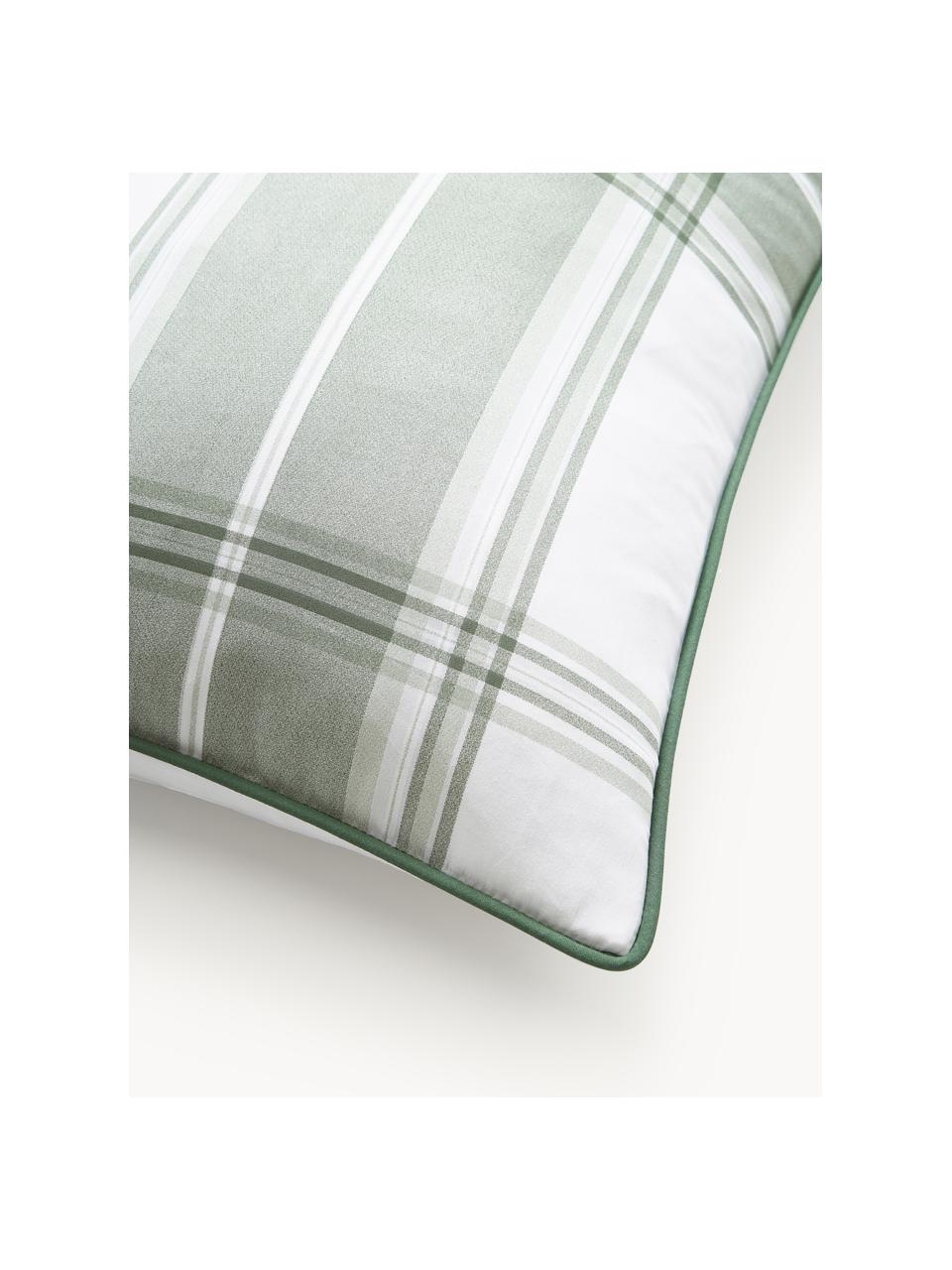 Taie d'oreiller en percale de coton à carreaux Scarlet, Vert, blanc, larg. 50 x long. 70 cm