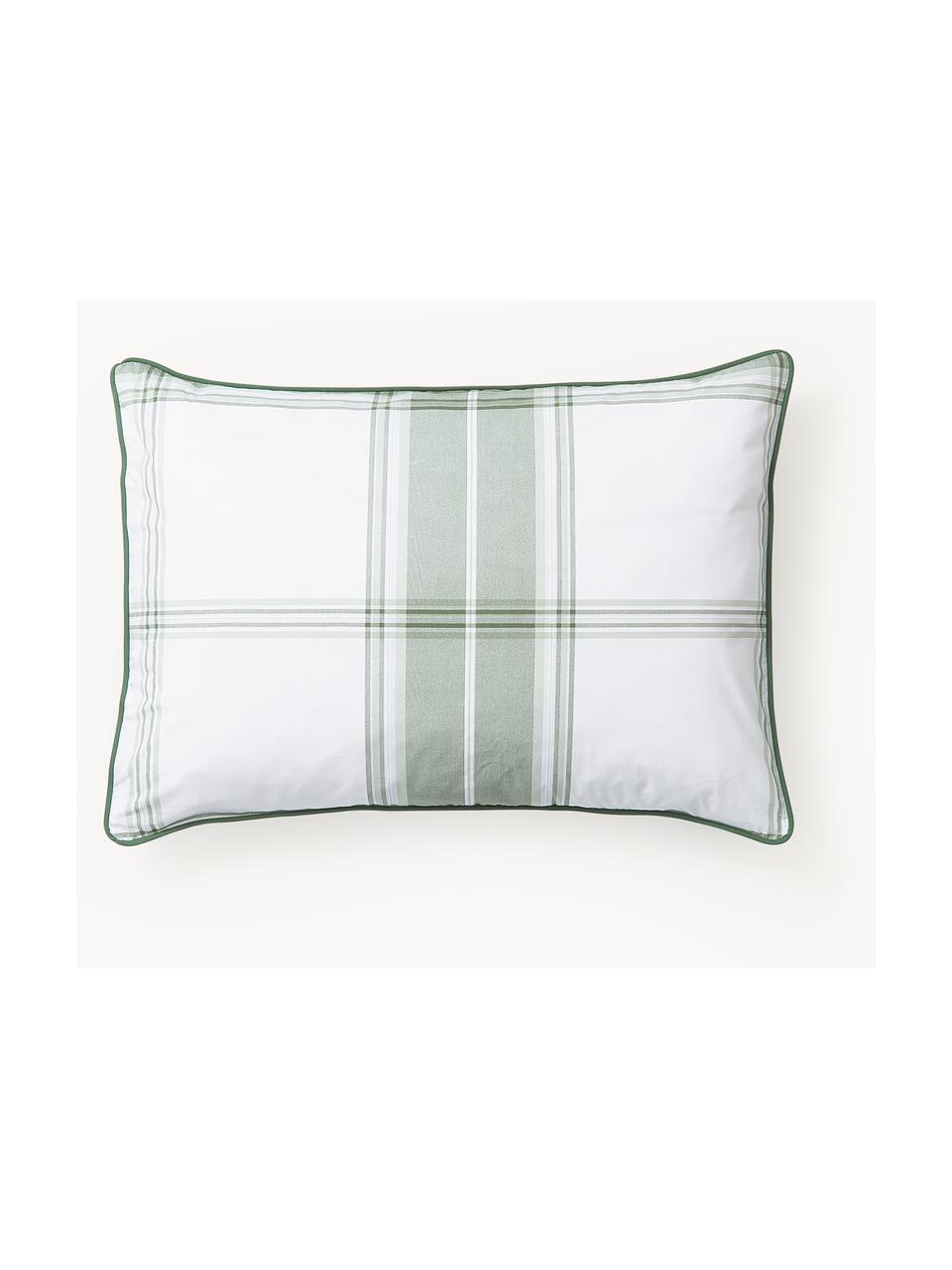 Funda de almohada de percal a cuadros Scarlet, Verde, blanco, An 45 x L 110 cm