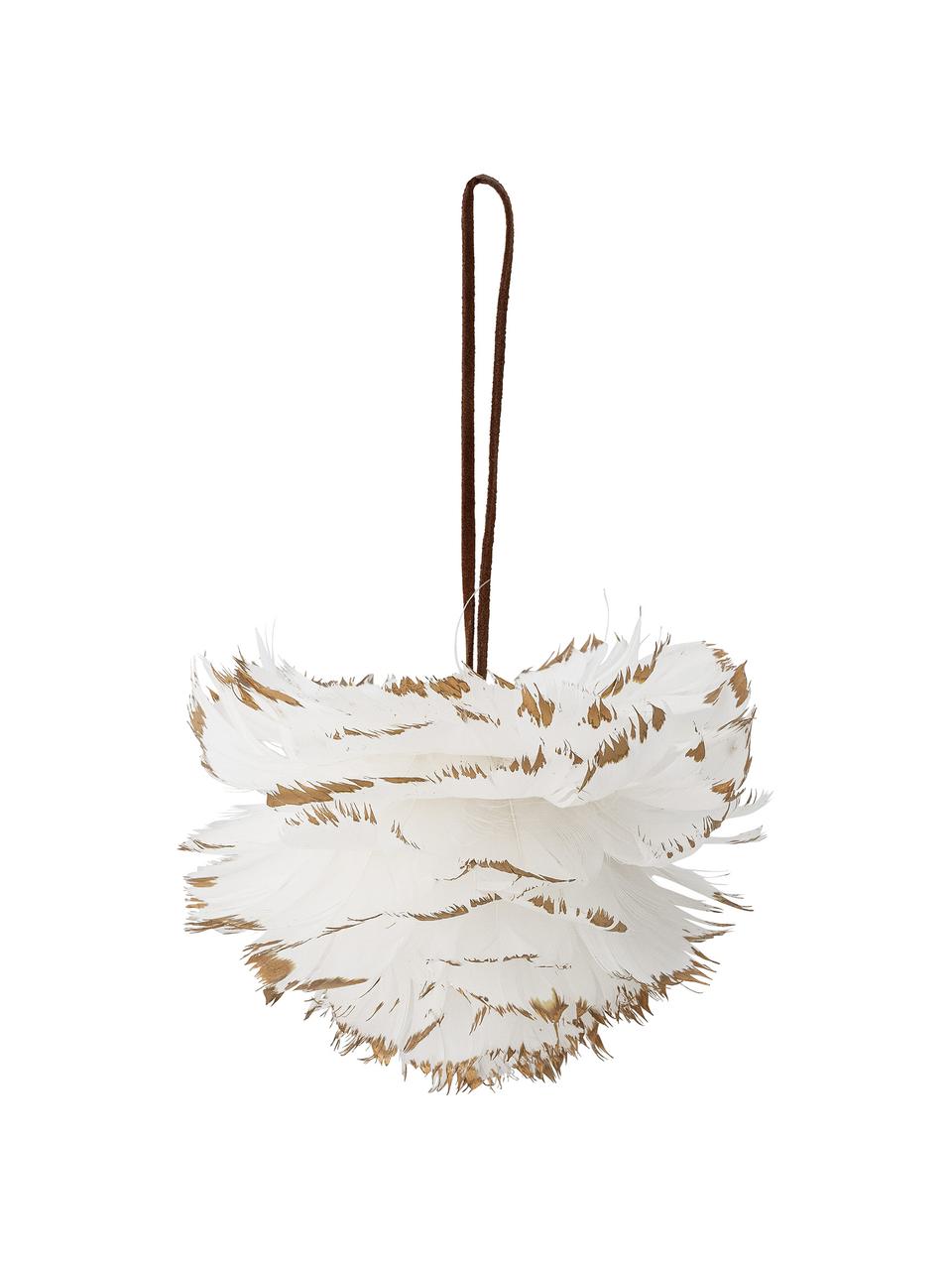 Kerstboomhanger Jaslyn van veren, Wit, beige, Ø 12 x H 9 cm