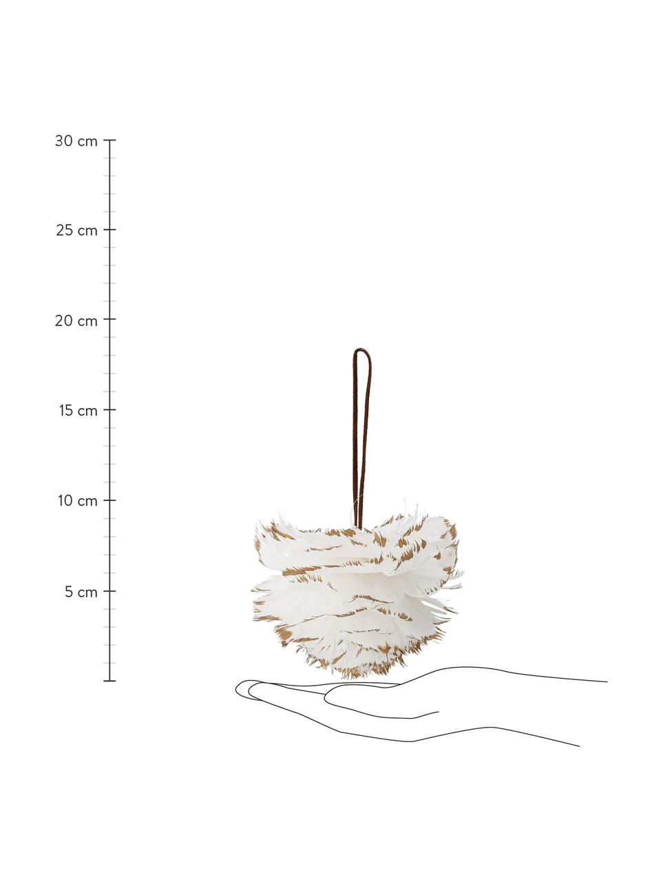 Ozdoba choinkowa z piór Jaslyn, Biały, beżowy, Ø 12 x W 9 cm