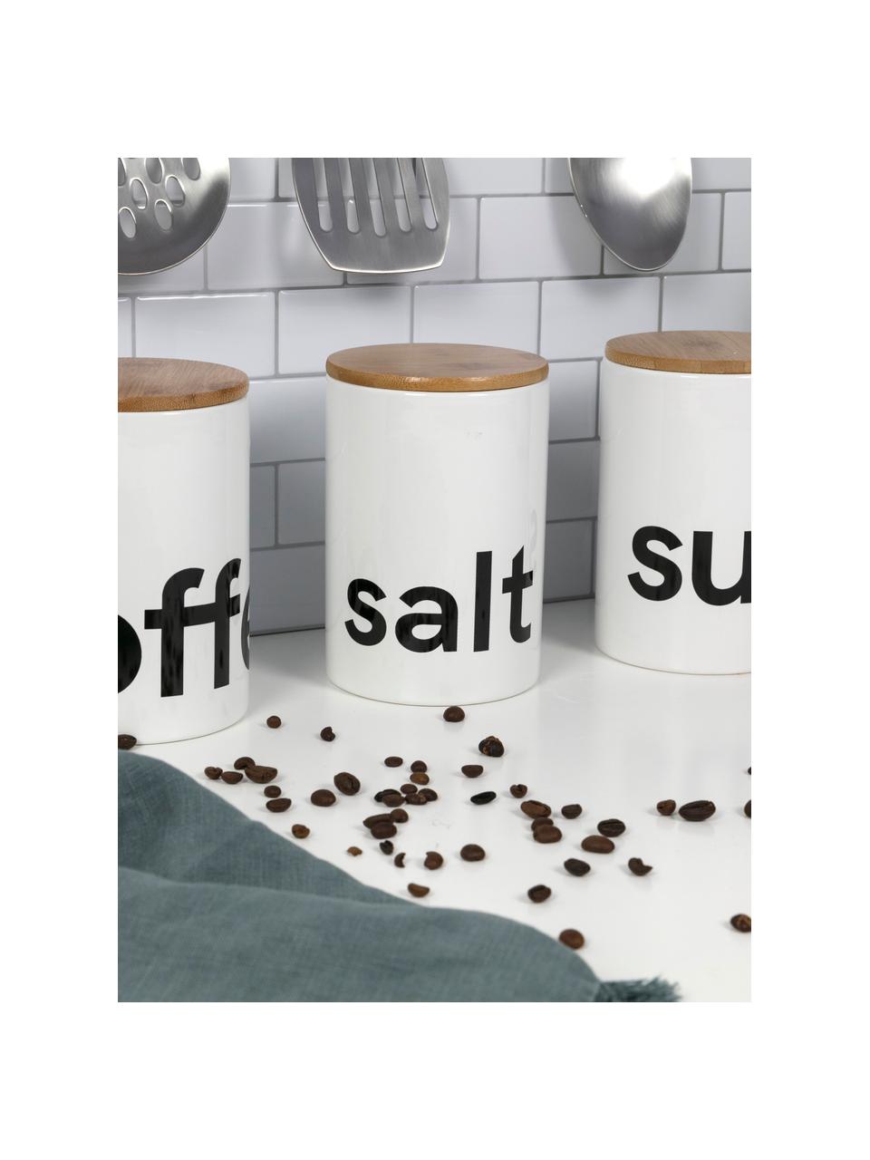 Récipient de stockage avec couvercle en bambou Canister, Blanc, Ø 10 x haut. 15 cm