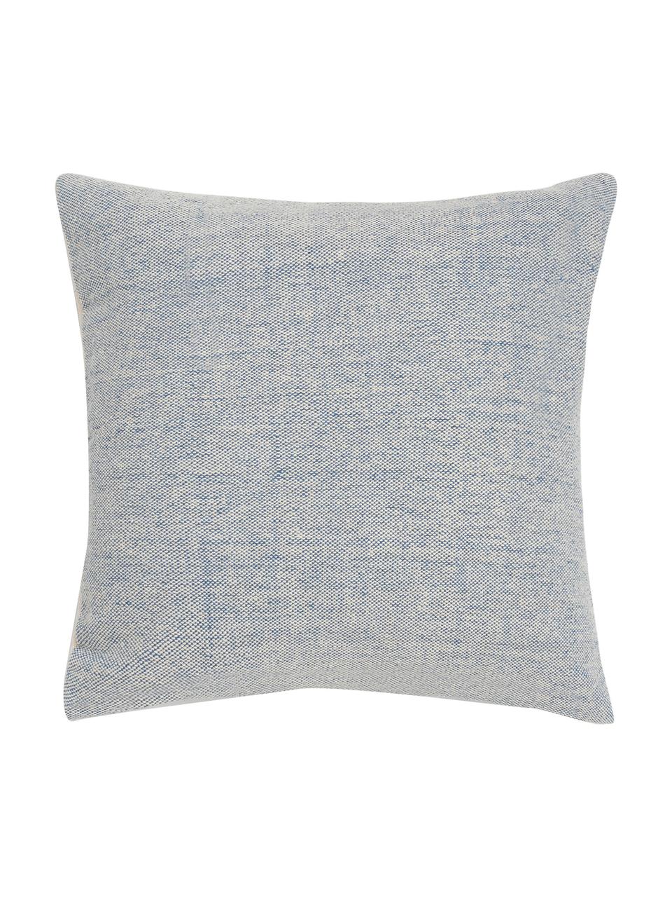 Federa arredo a righe Capri, 100% cotone, Color crema, blu, Larg. 45 x Lung. 45 cm