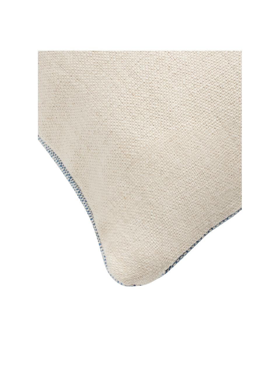 Federa arredo a righe Capri, 100% cotone, Color crema, blu, Larg. 45 x Lung. 45 cm