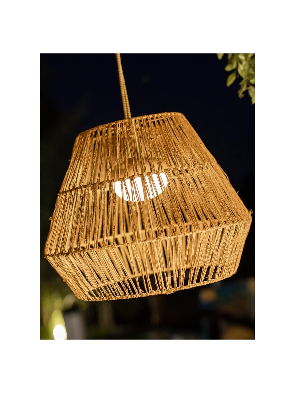 Handgemaakte dimbare LED hanglamp Sisine, Lamp: natuurlijke vezels, Lichtbruin, Ø 40 x H 31 cm