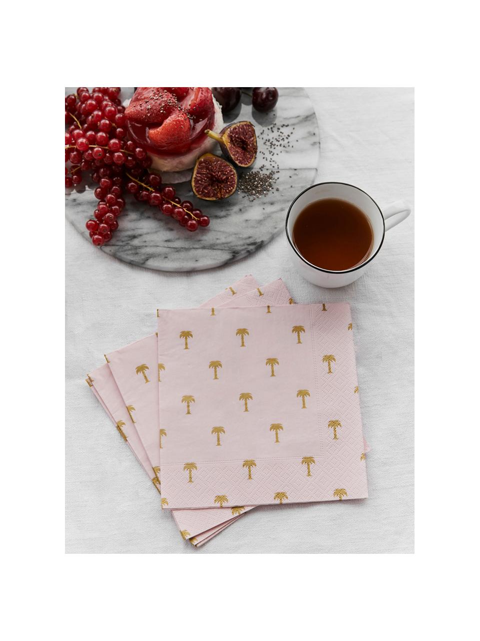 Servilletas de papel Palmtree, 20 uds., Papel, Rosa, dorado, An 17 x L 17 cm